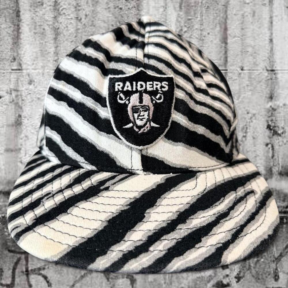 Vintage Los Angeles / Oakland Raiders Zebra Print Snapback Hat Zubaz Made in USA